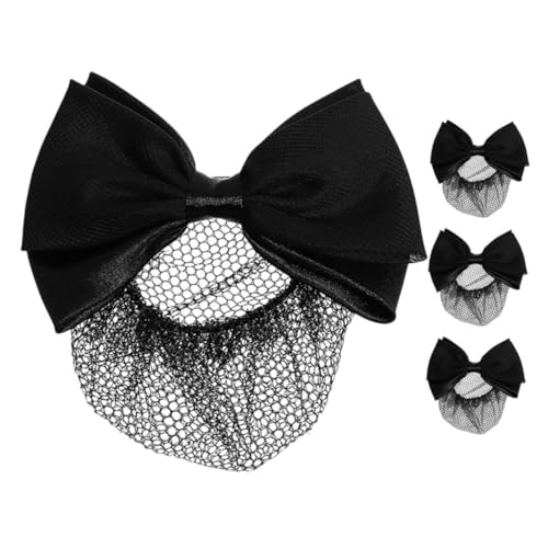 OATIPHO 4stücke Elastisches Netz-haarnetz Mit Schleifenclip Weiches Haarnetz-accessoire Für Damen Als Duttschleife Und Haarknotenhalter Für Professionelle Anlässe Und Partys von OATIPHO