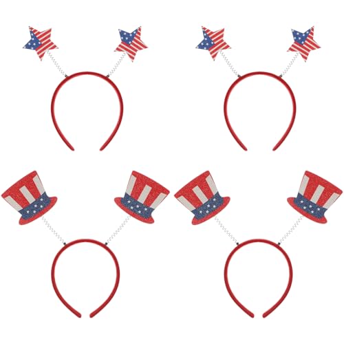 OATIPHO 4 Stück Haarreifen mit Amerikanischer Flagge Unabhängigkeitstag Kopfbedeckungen für Festliche Haarschmuck Accessoires Sterne Hüte von OATIPHO