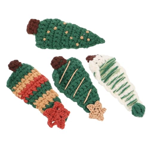 OATIPHO 4 Stück Haarspange Haarschmuck Stifte Fröhlich Weihnachts-Schnapphaarspangen Baum Zubehör Weihnachtshaarspangen Urlaub Haarspangen Weihnachtshaarnadeln Garn von OATIPHO