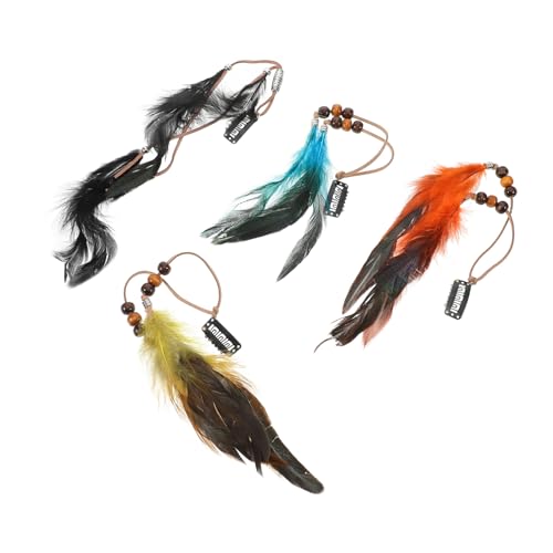 OATIPHO 4 Stück Haarspangen-Set Clip-in-Dreadlocks-Haarverlängerungen Quastenohrringe für Frauen Zubehör Zigeunerkostüm lange schwarze Ohrringe Haar Strass Holz von OATIPHO