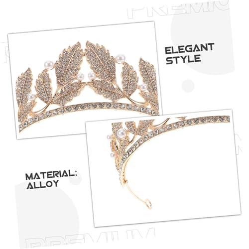 OATIPHO 4 Stück Hochzeit Haarkrone mit Funkelnden Strasssteinen und Blätterdesign Leichter Brautschmuck mit Perlen Komfortables Stirnband für Bräute und Festliche Anlässe von OATIPHO
