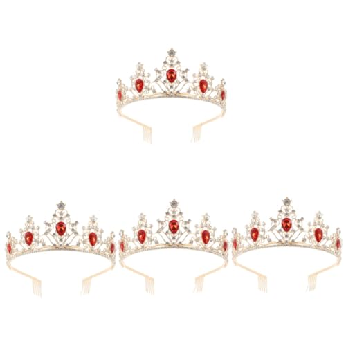 OATIPHO 4 Stück Krone Haarschmuck haar zubehör haircharm crowne Tiara für Frauen Geburtstagskrone Hochzeitskopfschmuck für die Braut Tiara-Stirnband Fee Kopfbedeckung Geschenk Fräulein rot von OATIPHO