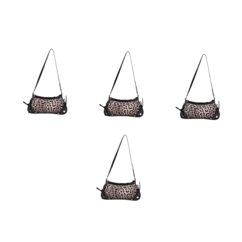 OATIPHO 4 Stück Leopardenmuster Handtasche mit Schleife Kleine Schultertasche PU Underarm Bag Vielseitige Damen Umhängetasche mit Mehreren Fächern Elegant für Arbeit Shopping und Freizeit von OATIPHO