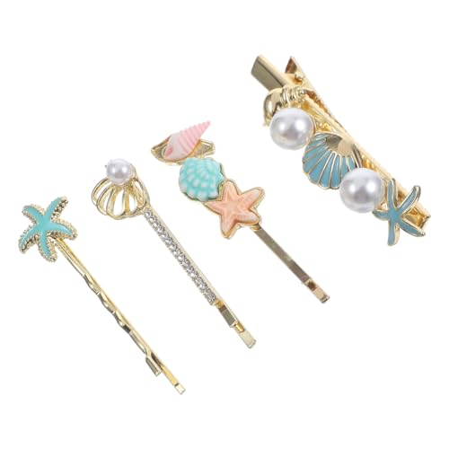 OATIPHO 4 Stück Muschel haars dekorative Haarspangen Clips Stifte Brötchen dekorative Haarnadel Haarnadeln für Frauen Mädchen Haarzubehör Haarschmuck für die Hochzeit Legierung von OATIPHO