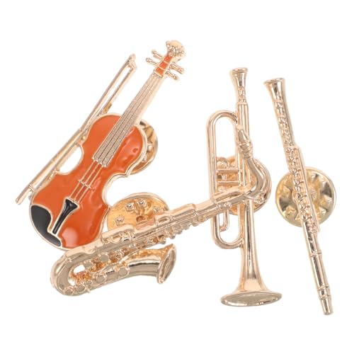 OATIPHO 4stücke Musik-anstecker Mit Gitarre Trompete Flöte Saxophon Metallbroschen Für Partys Konzerte Und Alltag Als Schmuck Oder Anstecknadel von OATIPHO