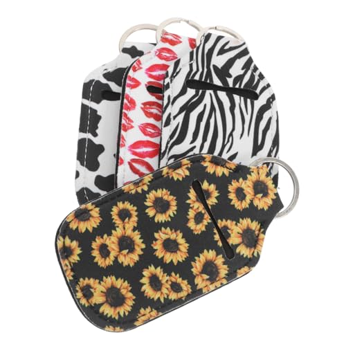 OATIPHO 4 Stück Parfümflaschen-Set wiederverwendbar Schild Schlüsselbund tragbar Reiseflaschenhalter Schlüsselanhänger Aufbewahrungsbehälter Schlüsselanhänger mit Flaschenhülle Leder von OATIPHO