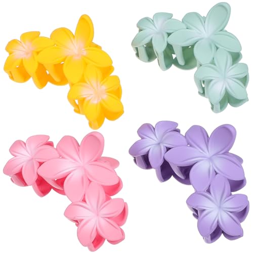 OATIPHO 4 Stück Plumeria-Haarspangen Blumen-Haarklammern Rutschfeste Florale Haarklemmen Hawaii-Haar-Accessoires Für Frauen Teenager Mädchen von OATIPHO