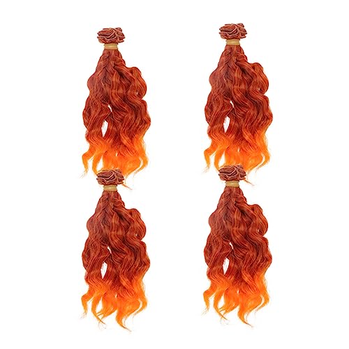 OATIPHO 4 Puppen Haarteil Puppenzubehör Haarverlängerung für DIY-Puppe curly wig lockenperücke orangefarbene Perücke perücken Lockenhaarperücke glattes Haar Baby Bastelbedarf 15c von OATIPHO