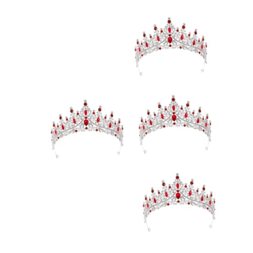 OATIPHO 4 Stück Silber Rot Kristallkrone Damen Tiara Haarschmuck Elegant für Geburtstag Hochzeit Party Braut Zubehör Komfortabel und Vielseitig von OATIPHO