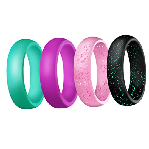 OATIPHO 4stücke Glitzer-sport-ringe Für Damen Silikonringe Verschiedenen Farben Und Flexibel Für Sport Und Alltag Bequem Bei Workout Und Schwimmen von OATIPHO