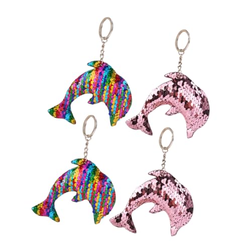 OATIPHO 4stücke Pailletten-Delfin-schlüsselanhänger Für Taschen Und Dekoration Bunt Kreative Schlüsselringe Als Für von OATIPHO