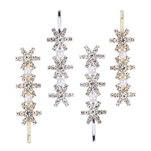 OATIPHO 4 Stück Teiliges Damen Haarspangen Schneeflocke Haarschmuck mit Funkelnden Strasssteinen Weihnachts Haarnadeln Metallclip für Festliche Anlässe und Alltag von OATIPHO
