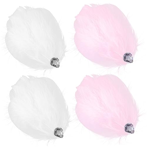 OATIPHO 4 Stück Teiliges Fluffy Haarklammern für Damen Rutschfeste Haarspangen Weiß und Rosa für Tanzaufführungen und Besondere Anlässe Haaraccessoires für Hochzeiten Geburtstage und Mehr von OATIPHO