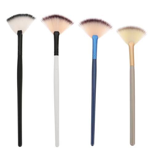 OATIPHO 4 Stück Teiliges Gesichtspinsel Ergonomischem Holzgriff Weichen Borsten Fächerförmiger Applikator für Gesichtsmaske Sanfte Hautpflege Waschbar für Make up und Kosmetik von OATIPHO