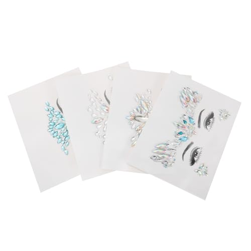 OATIPHO 4 Stück Strass Gesicht Aufkleber Selbstklebende Edelsteine Temporäre Tattoos für Augen und Körper Glitzer Aufkleber für Festivals Hochzeiten Partys von OATIPHO