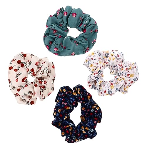 OATIPHO 4 Stück Vintage Haargummis Mit Blumenmuster Elastische Haarseile Für Mädchen Für Partys Geburtstage Und Alltag Dehnbar Farbenfroh Vielseitig Einsetzbar Für Pferdeschwanz Dutt von OATIPHO
