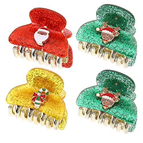OATIPHO 4 Stück Teiliges Kleine Bunte Haarclips für Dünnes Haar Stilvolle Krallen Clips mit Weihnachtsdesign für Party Alltag für Frauen und Festliche Anlässe von OATIPHO