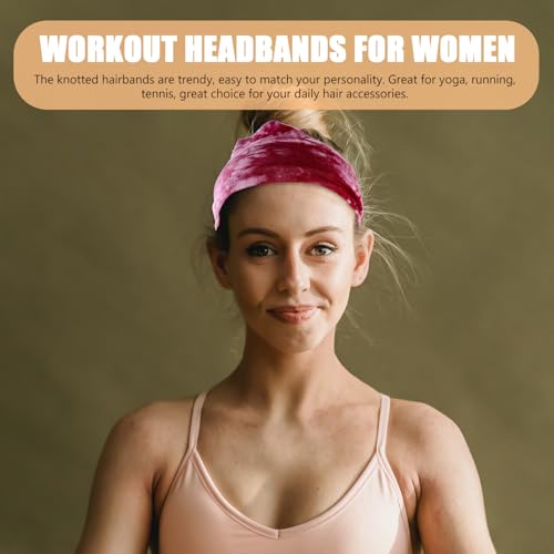 OATIPHO 4 Stück Teiliges Sport Stirnbänder für Damen Atmungsaktive Elastische Knoten Haarbänder in Rot Schwarz Weinrot und Tannengrün Vielseitige Fitness Yoga Kopfbedeckungen von OATIPHO