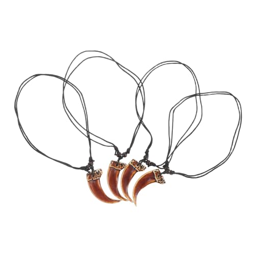 OATIPHO 4 Stück Teiliges Verstellbares Fake Tooth Halskette Schwarze Wachsschnur Unisex Imitationszahn Anhänger Modisches Schmuckstück für Freizeit und Reisen von OATIPHO