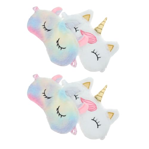 OATIPHO 4 Stück Teiliges Weiche Einhorn Augenmaske aus Polyester Tierisches Schlaf Accessoire mit Augenabdeckung Leichter Hautfreundlicher Schlafschutz für Mädchen Teens und Frauen von OATIPHO