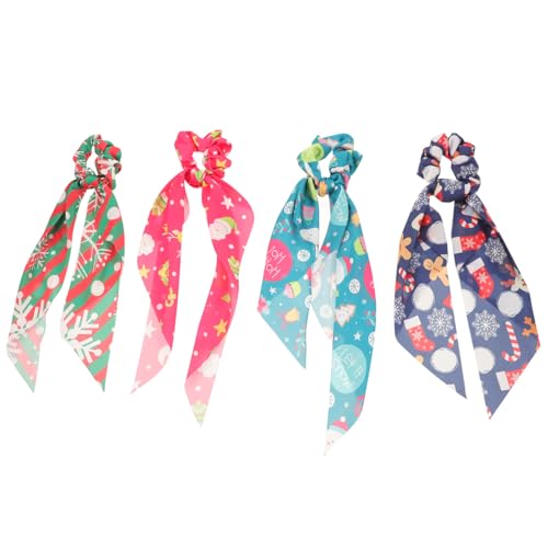 OATIPHO 4 Stück Teiliges Weihnachts Haargummi Festlich Gestaltete Elastische Haarringe mit Langlebigem Material für Damen und Mädchen für Party Kostüm Bühnenauftritt und Alltag von OATIPHO