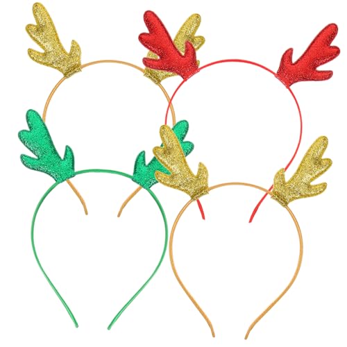 OATIPHO 4 Stück Teiliges Weihnachts Haarreif mit Goldenem Rentiergeweih Rutschfestes Damen Kostümzubehör für Party Bühne Karneval und Festliche Anlässe von OATIPHO