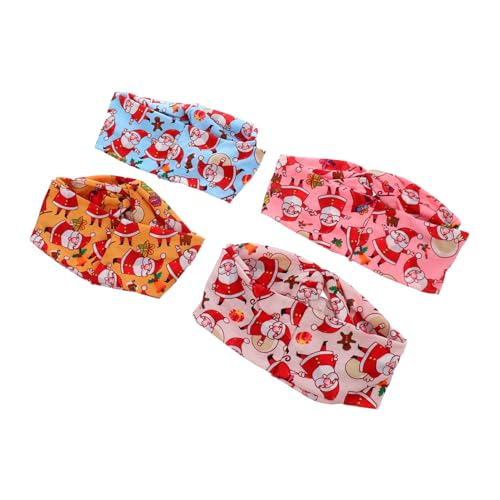OATIPHO 4 Stück Teiliges Weihnachts Stirnband mit Lustigem Rentier und Glockenmotiv Elastisch und Schweißabsorbierend Geeignet für Yoga Sport und Alltag Modischer Haarreifen für Damen in von OATIPHO
