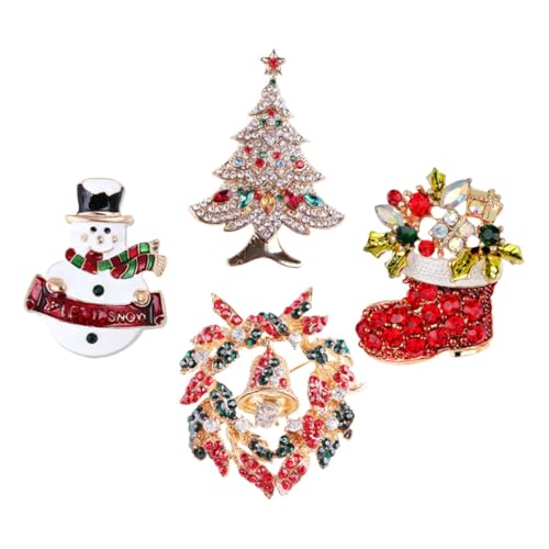 OATIPHO 4stücke Weihnachtsbroschen Kreative Themenparty-anzugnadeln Legierung Glänzend Entzückendes Design Für Kleidung Schals Und Hüte von OATIPHO