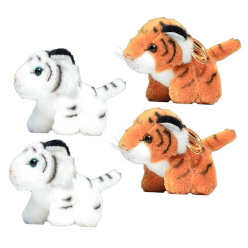 OATIPHO 4 Stück Tiger Plush Toy Plush Kuscheltiger Tiger-Stofftier plushible snugible schöner Tiger Plüsch-Tiger-Ornament Plüsch-Geldbörsen-Hängeornamente Tiger-Anhänger von OATIPHO