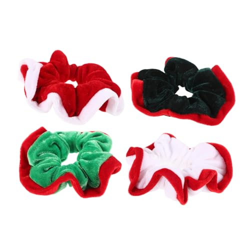 OATIPHO 4 Stück Weihnachts Haargummis aus Weichem Flanell Elastische Langlebige Haarschleifen Geeignet für Damen und Festhaltend und Komfortabel von OATIPHO