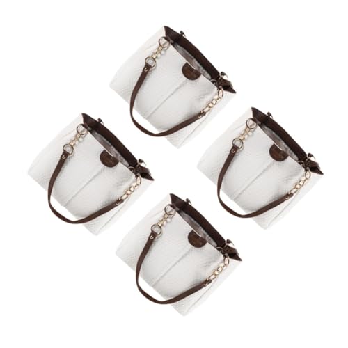OATIPHO 4 Stück Woven PU Handtasche Damen Schultertasche Leicht Gepolstert Organizer Mittelgroße Umhängetasche Für Alltag Reisen Weiß Braun von OATIPHO