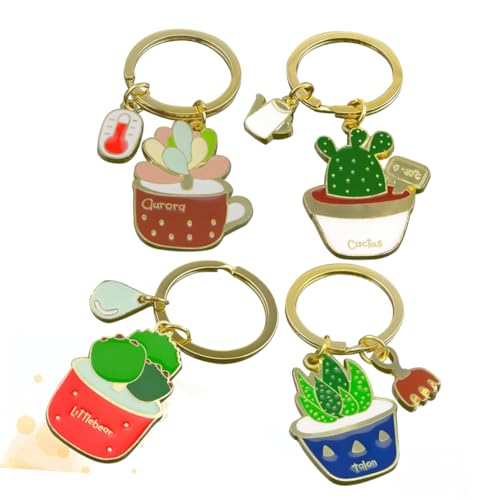 OATIPHO 4stücke Teiliges Lustige Cactus Schlüsselanhänger Aus Edelstahl Kreative Sukkulenten Schlüsselanhänger Als Einzigartige Dekoration Für Taschen Und Schlüssel Für Frauen Und von OATIPHO