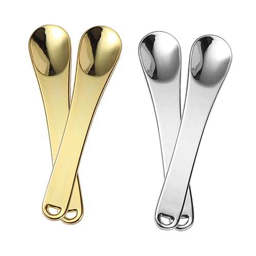 OATIPHO 4 Stück Zinklegierung Kosmetische Löffel Für Gesichtsmaske Und Creme 6cm Gold Und Silber Make up Schaufel Für Frauen Lippenstift Und Gesichtscreme Praktisches Beauty Werkzeug von OATIPHO
