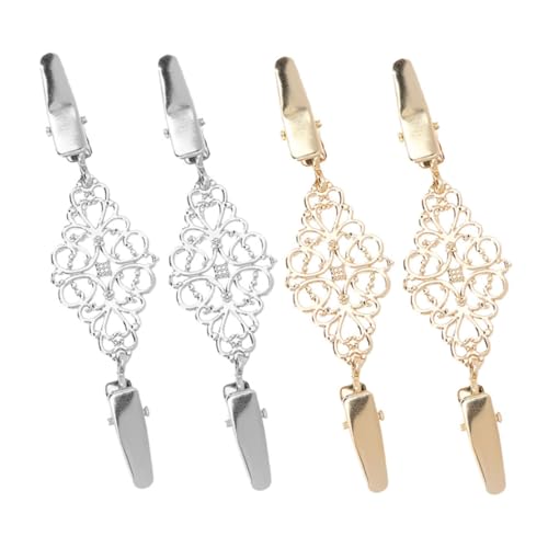 OATIPHO 4Stücke Vintage Cardigan Clips Retro Mantelverschlüsse für Damen Broschen für Strickjacken Schals Silberne Goldene Designs Stilvolle Accessoires von OATIPHO