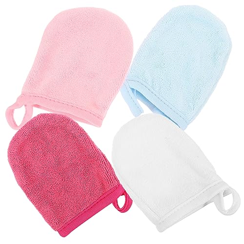 OATIPHO 4stücke Gesichtsreinigungshandschuhe Waschbar Mikrofaser Reinigungshandschuhe Make-up-entferner Gesichtswäscher Wiederverwendbar Hautpflegeaccessoire von OATIPHO