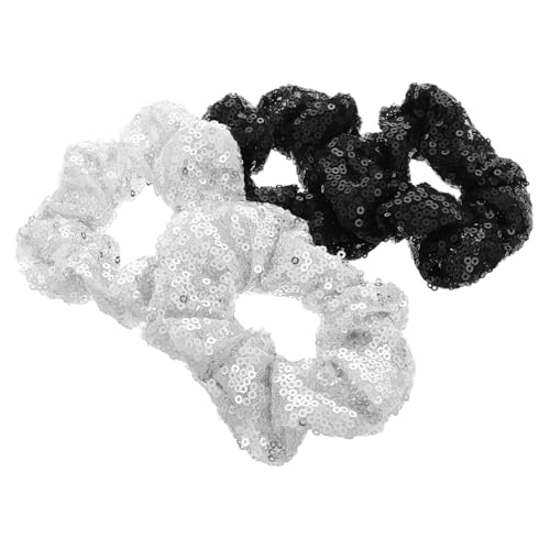 OATIPHO 4stücke Glänzende Haargummis Im Meerjungfrauen-stil Silberne Pailletten-haargummis Übergroße Elastische Haarbänder Pferdeschwanzhalter Für Mädchen Festliche Haar-accessoires von OATIPHO