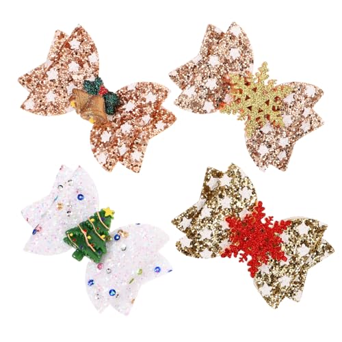 OATIPHO 4stücke Glitzer Haarspangen Mit Weihnachtsmotiv Süße Schleifen-haarclips Für Junge Mädchen Haaraccessoires Für Festlichkeiten Und Partys von OATIPHO