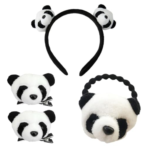 OATIPHO 4stücke Panda Haarband Set Süße Panda Haarschmuck Mit Haarspangen Und Haargummis Für Parties Cosplay Und Langlebige Und Sichere Materialien Für Mädchen Und Damen von OATIPHO