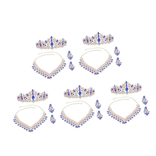 OATIPHO 5 Sätze Luxuriöses Brautschmuck Set mit Strass Krone Halskette Ohrringen Leichtes Elegantes Design für Hochzeit Gala Festliche Anlässe Königlicher Schmuck für Bräute von OATIPHO