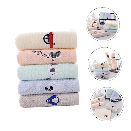 OATIPHO 5 Stck. Teiliges Baumwoll Handtücher Saugfähige Waschlappen für Gesichtwaschen Gelb Grün Blau von OATIPHO