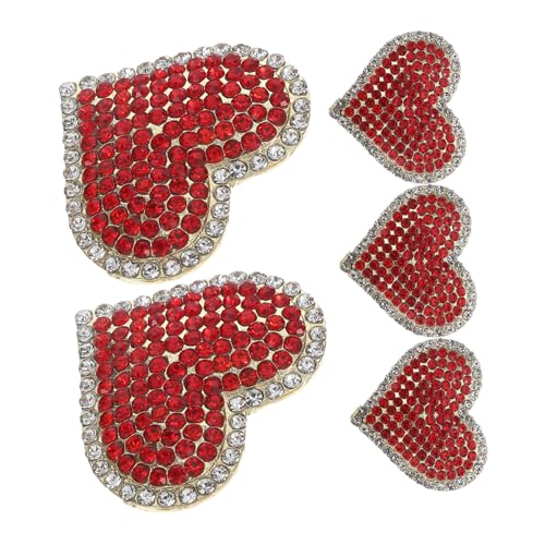 OATIPHO 5 Stück Damen Legierte Herzform Anstecknadel mit Roten Strasssteinen Elegantes Accessoire für Hochzeiten und Partys für Valentinstag und Besondere Anlässe von OATIPHO