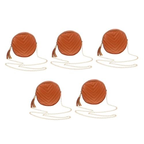 OATIPHO 5 Stück Damen Umhängetasche Rund mit Fransen Modisch Kompakt Praktisch für Alltag und Party Crossbody Geldbörse mit Quasten Trendige Schultertasche in Dunkelbraun von OATIPHO