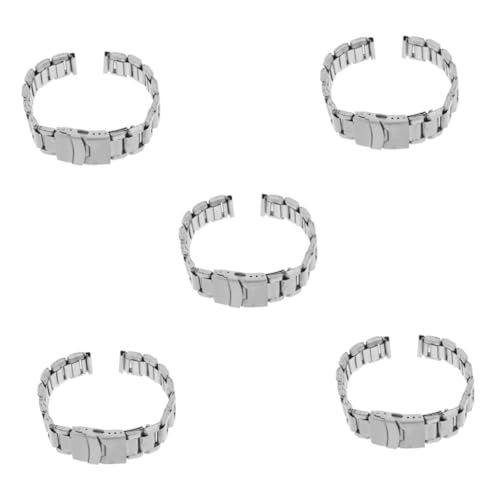 OATIPHO 5 Stück Edelstahl Uhrenarmband mit Verstellbarer Faltschließe Trapezform Robustes Metallarmband Herren Sport und Business Vielseitiges Armband für Uhr von OATIPHO