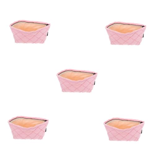 OATIPHO 5 Stück Gesteppte Kosmetiktasche Handlich mit Reißverschluss Beständiger Polyesterbezug Gesticktes Design Moderner Beauty Organizer Für Büro Reisen Partys Damen Make Up Tasche Rosa von OATIPHO