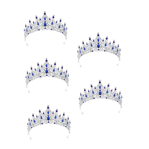OATIPHO 5 Stück Hochzeit Tiara Damen Krone mit Funkelnden Strasssteinen Eleganter Haarschmuck für Braut Geburtstag Party und Kostüm Silber Blauer Kronenreif für Besondere Anlässe von OATIPHO