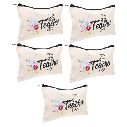 OATIPHO 5 Stück Kosmetiktasche aus Baumwolle Reise Kulturbeutel mit Reißverschluss Praktische Make Up Organizer für Damen Stifttasche für Reisen und Alltag von OATIPHO