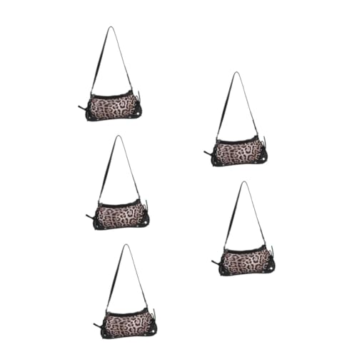 OATIPHO 5 Stück Leopardenmuster Schultertasche Damen mit Schleife PU Material Halbmond Form Vielseitige Unterarmtasche Modische Handtasche für Freizeit und Party Geräumiges Innenfach von OATIPHO