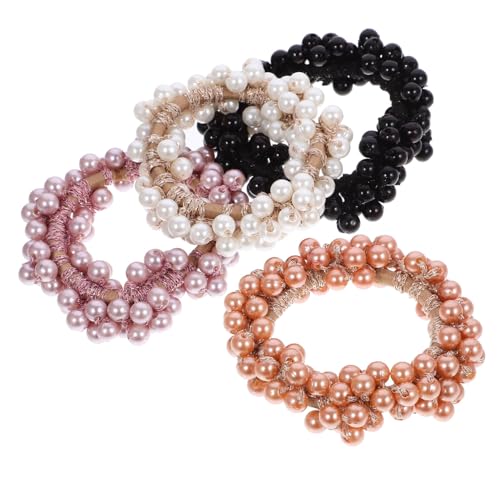 OATIPHO 5stücke Perlenhaargummis Für Damen Und Mädchen Elastische Haarseile Haarschmuck Für Diy-frisuren Zubehör Für Mittellanges Langes Haar Sport Und Yoga Geeignet von OATIPHO