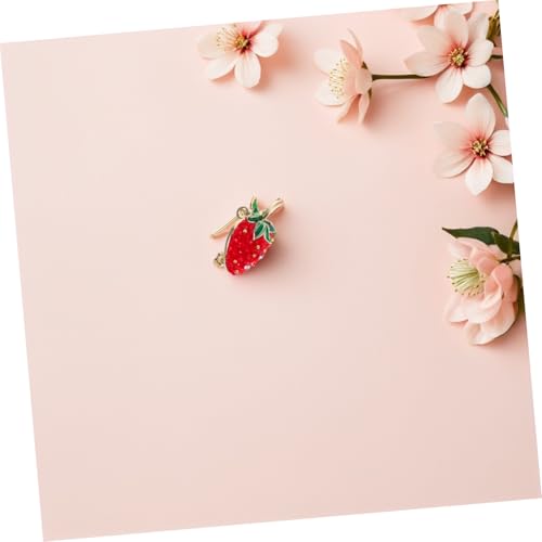 OATIPHO 5 Stück Rote Gläserne Erdbeer Brosche Obst Anstecknadel Vielseitige Frucht Schmuck Minimalistisches Design für Damen Kleidung Rucksäcke Hüte Dekoratives Accessoire von OATIPHO