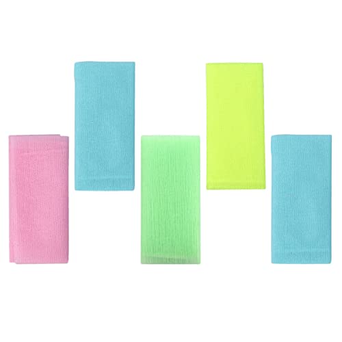 OATIPHO 5 Stück Teiliges Peeling Badetuch Exfolierende Rückenschrubber Handtücher für Effektive Hautpflege für Körperreinigung und Stimulation Blutzirkulation Leicht und Maschinenwaschbar von OATIPHO